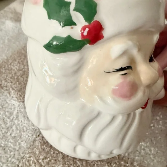 Vintage Inspired Pink Santa Mug Pastel Christmas - Picture 4 of 8